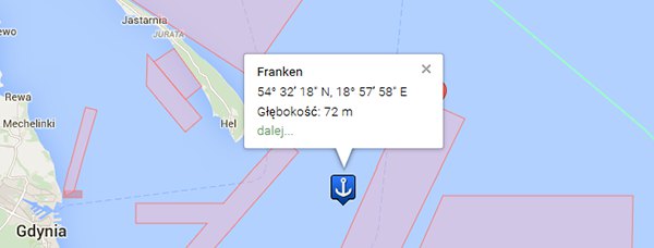 mapa wrak t s Franken Zatoka Gdanska Morze Baltyckie
