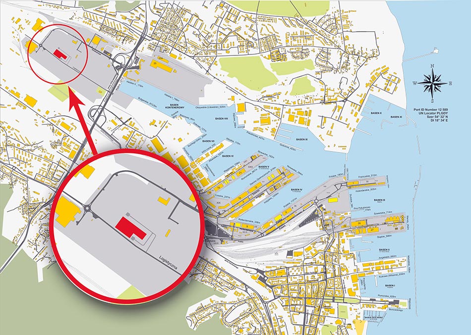 mapa W zachodniej części Portu Gdynia powstanie nowy magazyn