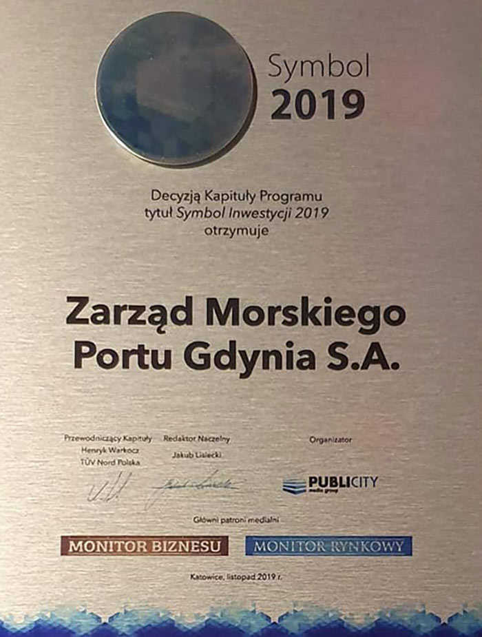 Foto 2 Port Gdynia laureatem nagrody Symbol 2019